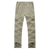 Mens Elastic Waist Multi Pocket Solid Color Casual Cotton Summer Plus Big Size Pants