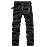 Men's Retro Big Pocket Cargo Pants Casual Straight Leg Cotton Trousers