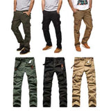 Men's Retro Big Pocket Cargo Pants Casual Straight Leg Cotton Trousers