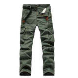 Men's Retro Big Pocket Cargo Pants Casual Straight Leg Cotton Trousers