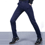 Mens Plus Size Thick Fleece Business Pants Casual Straight Leg Slim Fit Pants