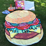 IPRee?? Yoga Mat Beach Blanket Food Pattern Round Throw Beach Towel Sunscreen Shawl Tapestry Wall Hanging
