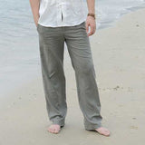 Mens Linen Beach Pants Summer Casual Thin Loose Trousers