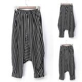 Mens Casual Loose Elastic Waist Pockets Harem Pants