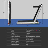 2 in 1 Folding Treadmill with Bluetooth Speaker Remote Control-Silver