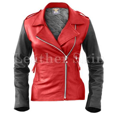 Women Red Leather Jacket
