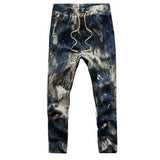 Mens Fashion Summer Slim Casual Joggers Pants Flower Printing Linen Trousers