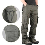 Mens Outdoor Leisure Cargo Pants Extra Large Pockets Straight Leg Trousers