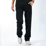 Mens Casual Loose Solid Color Cotton Cargo Pants Outdoor Working Comfortable Pants