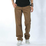 Mens Casual Loose Solid Color Cotton Cargo Pants Outdoor Working Comfortable Pants