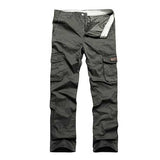 Mens Solid Color Outdooors Casual Sport Trouers Cotton Autumn Multi Pocket Cargo Pants