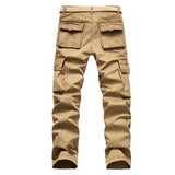 Men's Retro Big Pocket Cargo Pants Casual Straight Leg Cotton Trousers