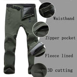 Mens Thick Warm Pants Outdoor Climbing Hiking Waterproof Quick Drying Trousers