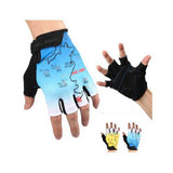 Mountain Cycling Gloves  Half Finger Bike Motocross Sports Bicycle Map Print Motorcycle Mitten