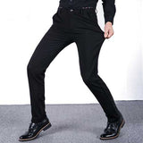 Mens Plus Size Thick Fleece Business Pants Casual Straight Leg Slim Fit Pants