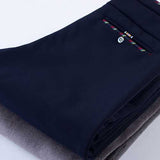 Mens Plus Size Thick Fleece Business Pants Casual Straight Leg Slim Fit Pants