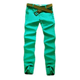 Mens Fashion Elastic Tight Pants Casual Straight Leg Slim Fit Cotton Pants 10 Colors