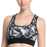 Women Shockproof Wireless Sport Bra Geometric Printed Breathable Yoga Vest Underwear