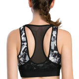 Women Shockproof Wireless Sport Bra Geometric Printed Breathable Yoga Vest Underwear