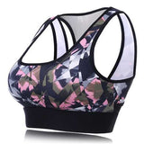 Women Shockproof Wireless Sport Bra Geometric Printed Breathable Yoga Vest Underwear