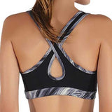 Women Cozy Shockproof Wireless Waves Printing Breathable Yoga Sport Vest Bra