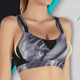 Women Cozy Shockproof Wireless Waves Printing Breathable Yoga Sport Vest Bra