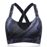 Women Cozy Shockproof Wireless Waves Printing Breathable Yoga Sport Vest Bra