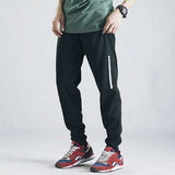 Men's Casual Sports Jogger Pants Black Elastic Waist Loose Cotton Sports Trousers