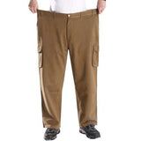 Plus Size 44-54 Multi Pockets Overalls Pants Fat Guy Cotton Casual Outdoor Pants