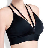 Spaghetti Strap Deep Plunge Shockproof Sports Bra