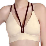 Spaghetti Strap Deep Plunge Shockproof Sports Bra