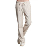 Summer Men's Linen Soft Breathable Pants Casual Solid Color Loose Drawstring Trousers