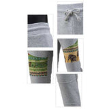 Men's Casual Jacquard Elastic Pants National Style Printing Drawstring Sport Trousers