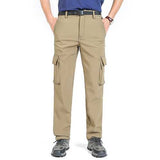 Autumn Winter Multi Pocket Casual Pants Men's Large Size Loose Straight Pants Warm Fleece Trousers