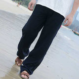 Mens Linen Beach Pants Summer Casual Thin Loose Trousers