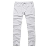 Mens Breathable Cotton Linen Casual Drawstring Pants