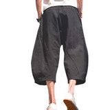 Mens Cotton Linen Loose Casual Calf-Length Harem Pants