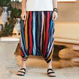 Charmkpr Mens Ethnic Style Color Stripe Printed Baggy Pants