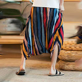 Charmkpr Mens Ethnic Style Color Stripe Printed Baggy Pants