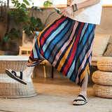 Charmkpr Mens Ethnic Style Color Stripe Printed Baggy Pants