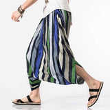 Charmkpr Mens Ethnic Style Color Stripe Printed Baggy Pants