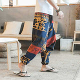 Men's Casual Ethnic Style Printed Cotton Haren Pants