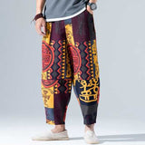 Ethnic Style Printed Loose Wide Leg Pants