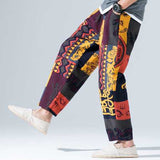 Ethnic Style Printed Loose Wide Leg Pants