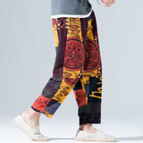 Ethnic Style Printed Loose Wide Leg Pants