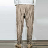 Men Stripe Cotton Drawstring Baggy Harem Pants