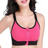 Front Zipper Shockproof Race Back Professional Training Padded Sports Bra