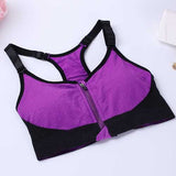 Front Zipper Shockproof Race Back Professional Training Padded Sports Bra