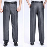 Mens Casual High Rise Polyester Comfy Business Dress Pants