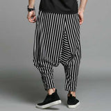 Mens Casual Loose Elastic Waist Pockets Harem Pants